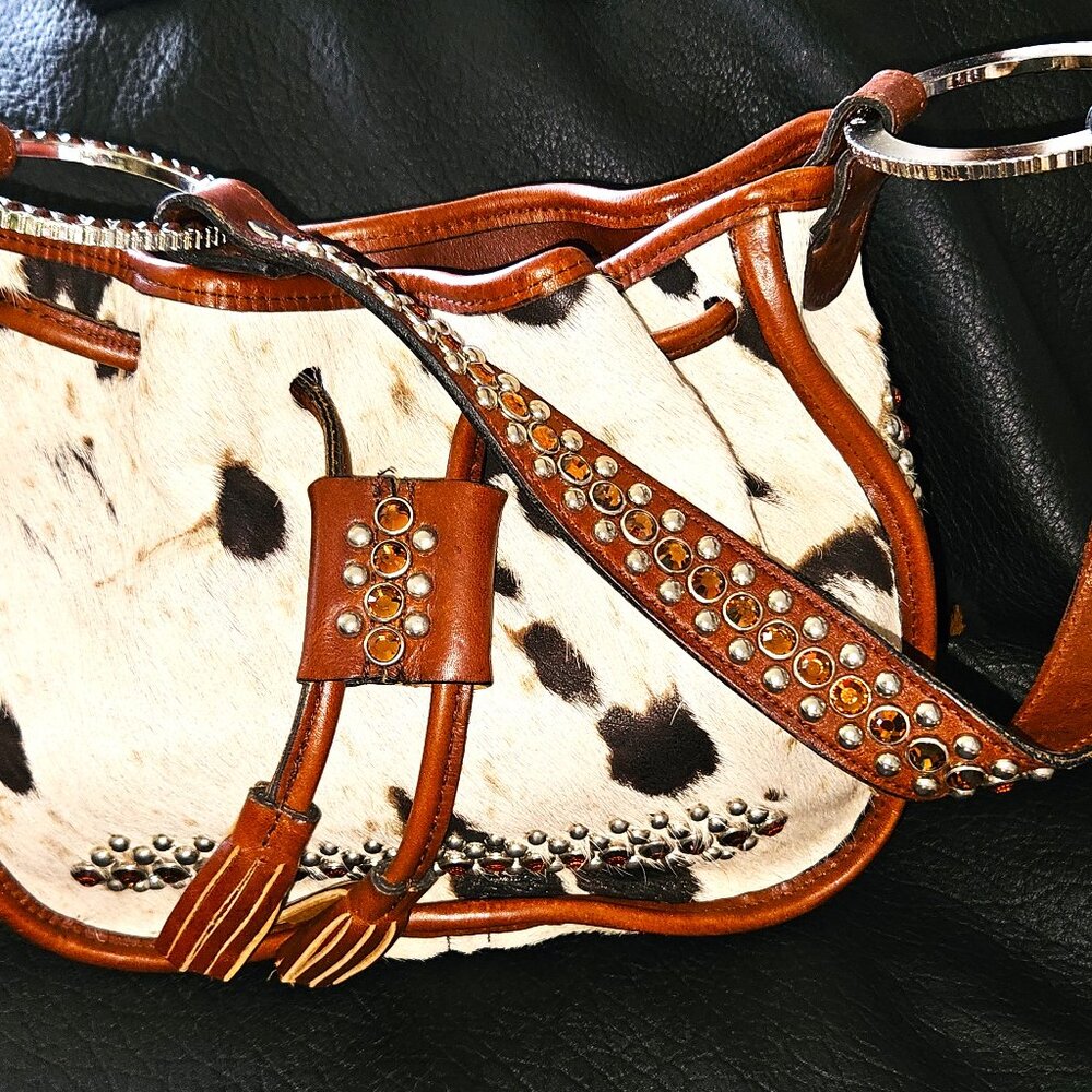 Unique RAVIANI Hair On Hide Bag with Swarovski Canyon Stones